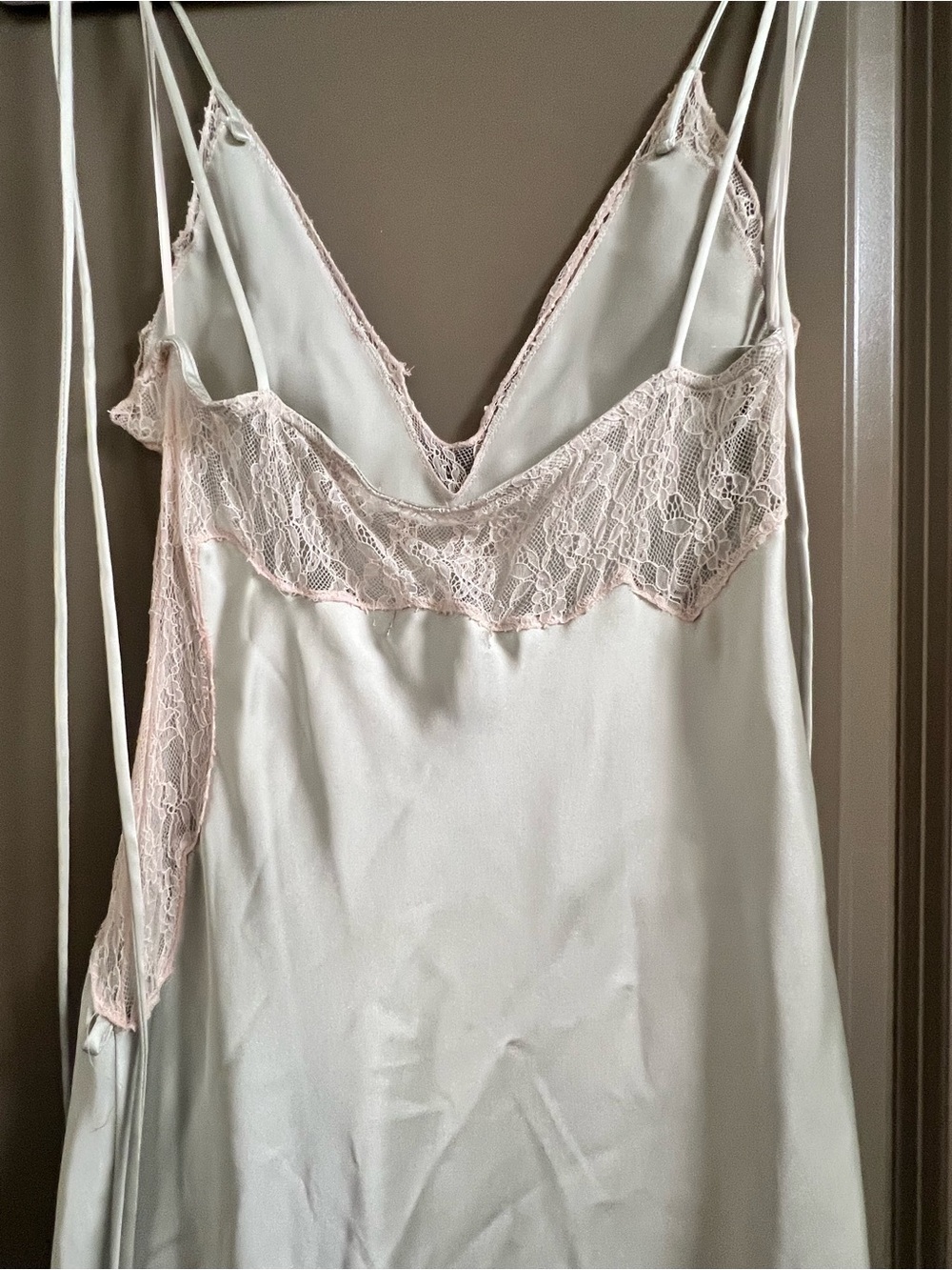 Zara Satin Lace Dress Light Green Light Pink Trim Small - Picture 5 of 6
